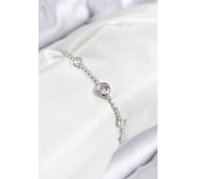 Pirinç Zirkon Taşlı Daire Model Gümüş Renk Asansörlü Kadın Bileklik - TJ-BB7732