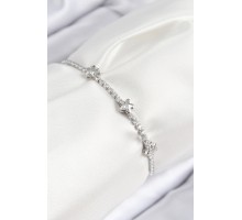 Pirinç Zirkon Taşlı Yıldız Model Gümüş Renk Asansörlü Kadın Bileklik - TJ-BB7736