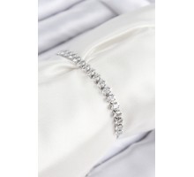 Pirinç Zirkon Taşlı Damla Model Gümüş Renk Asansörlü Kadın Bileklik - TJ-BB7740