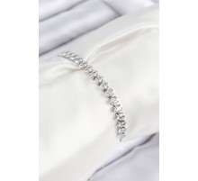 Pirinç Zirkon Taşlı Damla Model Gümüş Renk Asansörlü Kadın Bileklik - TJ-BB7740