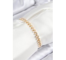 Pirinç Zirkon Taşlı Damla Model Gold Renk Asansörlü Kadın Bileklik - TJ-BB7741