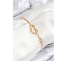 Pirinç Zirkon Taşlı Kalp Model Gümüş Renk Asansörlü Kadın Bileklik - TJ-BB7743