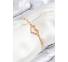 Pirinç Zirkon Taşlı Kalp Model Gümüş Renk Asansörlü Kadın Bileklik - TJ-BB7743