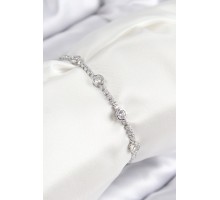 Pirinç Zirkon Taşlı Daire Model Gümüş Renk Asansörlü Kadın Bileklik - TJ-BB7744