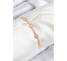 Pirinç Zirkon Taşlı Daire Model Gold Renk Asansörlü Kadın Bileklik TJ-BB7745
