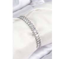 Pirinç Zirkon Taşlı Su Yolu Model Gümüş Renk Asansörlü Kadın Bileklik - TJ-BB7748