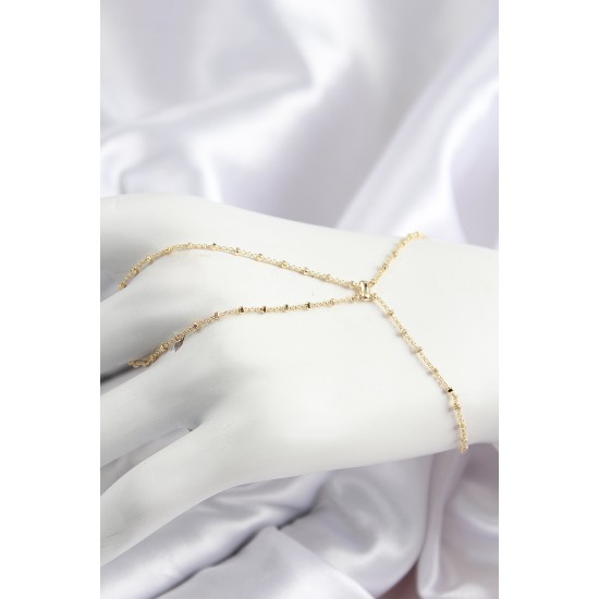 Pirinç Boncuk Zincirli X Model Gold Renk Kadın Şahmeran - TJ-SN709