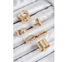 Pirinç Yaprak Model Gold Renk Kadın Yüzük Kombin Set - TJ-BYK3819