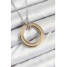 316L Çelik Zirkon Taşlı Dönen Daire Model Gold Ve Gümüş Renk Kadın Kolye - TJ-BKO10479