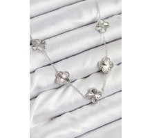 Pirinç VIP Yonca Model Gümüş Renk Kadın Kolye - TJ-BKO10483