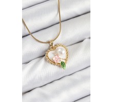 316L Çelik Sanatsal Portre Model Gold Renk Kadın Kolye - TJ-BKO10486