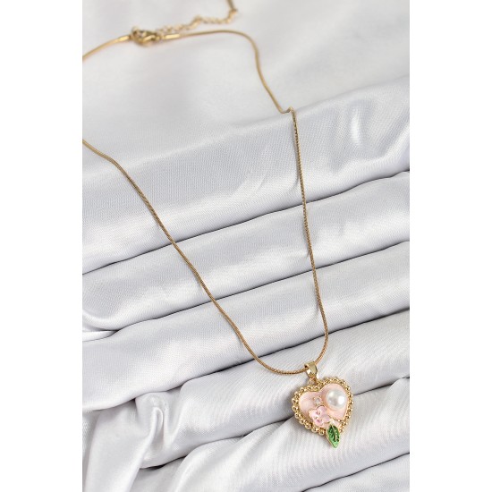 316L Çelik Sanatsal Portre Model Gold Renk Kadın Kolye - TJ-BKO10487