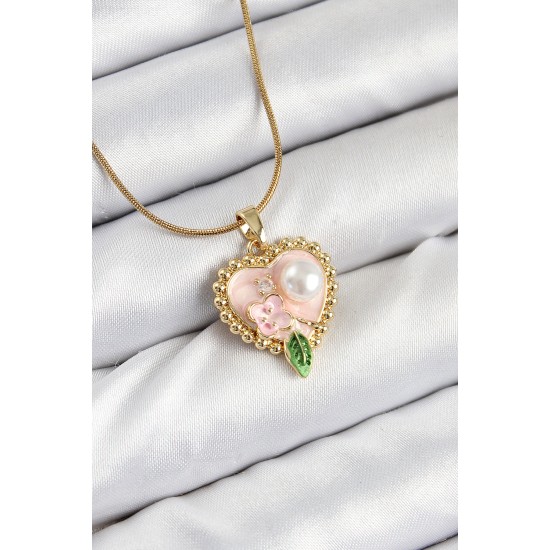 316L Çelik Sanatsal Portre Model Gold Renk Kadın Kolye - TJ-BKO10487