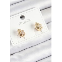 Pirinç Zirkon Taşlı Yıldız Model Gold Renk Çocuk Küpe TJ-BKP11193