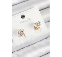 Pirinç Zirkon Taşlı Kelebek Model Gold Renk Çocuk Küpe - TJ-BKP11194