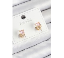 Pirinç Zirkon Taşlı Fiyonklu Kalp Model Gold Renk Çocuk Küpe - TJ-BKP11195