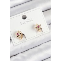 Pirinç Zirkon Taşlı Yıldız Model Gold Renk Çocuk Küpe TJ-BKP11197