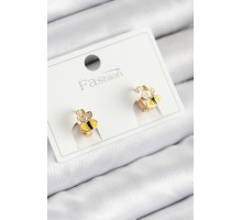 Pirinç Zirkon Taşlı Arı Model Gold Renk Çocuk Küpe - TJ-BKP11199