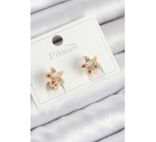 Pirinç Zirkon Taşlı Yıldız Model Gold Renk Çocuk Küpe - TJ-BKP11200