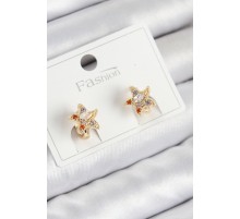 Pirinç Zirkon Taşlı Yıldız Model Gold Renk Çocuk Küpe - TJ-BKP11200