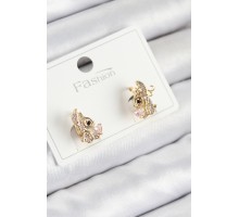 Pirinç Zirkon Taşlı Ceylan Model Gold Renk Çocuk Küpe - TJ-BKP11202
