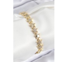 VIP Pirinç Zirkon Taşlı Yıldız Model Gold Renk Kadın Bileklik - TJ-BB7768