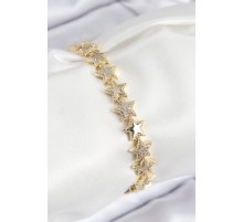 VIP Pirinç Zirkon Taşlı Yıldız Model Gold Renk Kadın Bileklik - TJ-BB7768