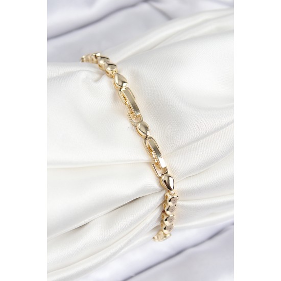 VIP Pirinç Zirkon Taşlı Sıralı Damla Model Gold Renk Kadın Bileklik - TJ-BB7769