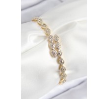 VIP Pirinç Zirkon Taşlı Sıralı Damla Model Gold Renk Kadın Bileklik - TJ-BB7769