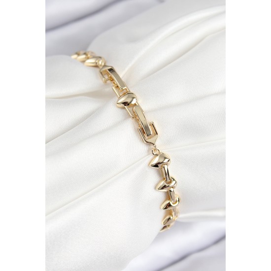 VIP Pirinç Zirkon Taşlı Damla Çit Model Gold Renk Kadın Bileklik - TJ-BB7770