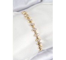 VIP Pirinç Zirkon Taşlı Damla Çit Model Gold Renk Kadın Bileklik - TJ-BB7770