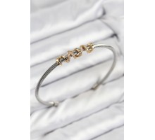 316L Çelik Zirkon Taşlı Model Gold Ve Gümüş Renk Kadın Bileklik - TJ-BB7777