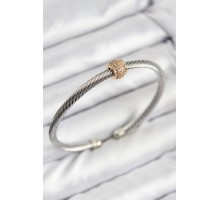 316L Çelik Zirkon Taşlı Burma Model Gold Ve Gümüş Renk Kadın Bileklik - TJ-BB7780