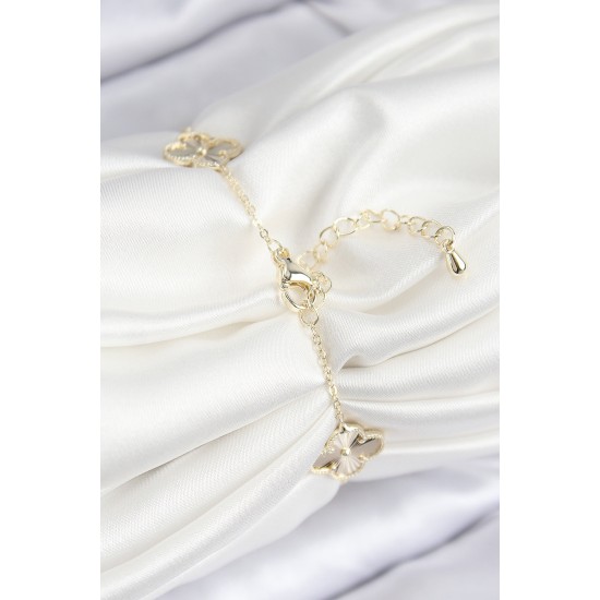 VIP Pirinç Yonca Model Gold Renk Kadın Bileklik - TJ-BB7783