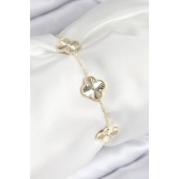 VIP Pirinç Yonca Model Gold Renk Kadın Bileklik - TJ-BB7783