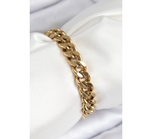 316L Çelik Klasik Kalın Zincir Model Gold Renk Kadın Bileklik - TJ-BB7786