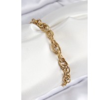 316L Çelik Klasik Dövme Halat Zincir Model Gold Renk Kadın Bileklik - TJ-BB7789