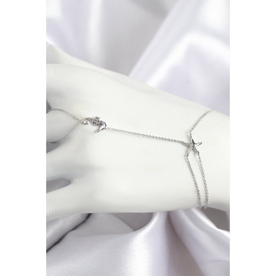 Pirinç Zirkon Taşlı Deniz Atı Ve Yıldız Model Gümüş Renk Şahmeran - TJ-SN712