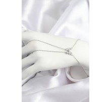 Pirinç Zirkon Taşlı Kelebek Model Gümüş Renk Şahmeran - TJ-SN716