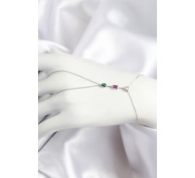 Pirinç Renkli Zirkon Taşlı Model Gümüş Renk Şahmeran - TJ-SN722