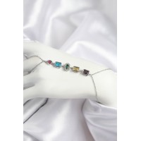 Pirinç Renkli Zirkon Taşlı Model Gümüş Renk Şahmeran TJ-SN724