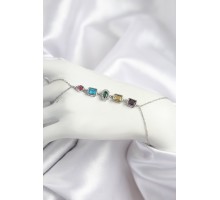 Pirinç Renkli Zirkon Taşlı Model Gümüş Renk Şahmeran - TJ-SN724