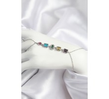 Pirinç Renkli Zirkon Taşlı Model Gümüş Renk Şahmeran - TJ-SN724