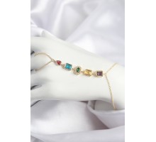 Pirinç Renkli Zirkon Taşlı Model Gold Renk Şahmeran - TJ-SN725