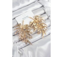 Pirinç Yaprak Model Gold Renk Kadın Küpe - TJ-BKP11212