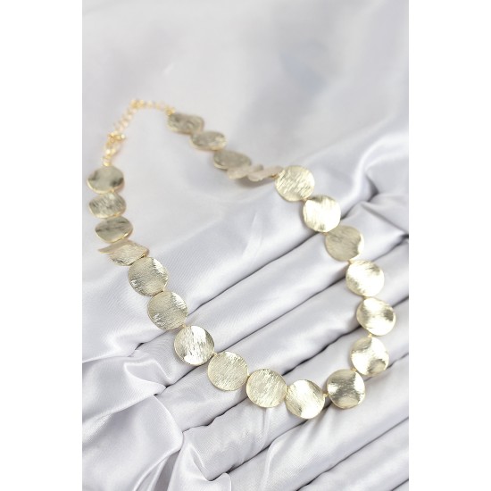 Pirinç Sıralı Para Model Gold Renk Kadın Kolye - TJ-BKO10488