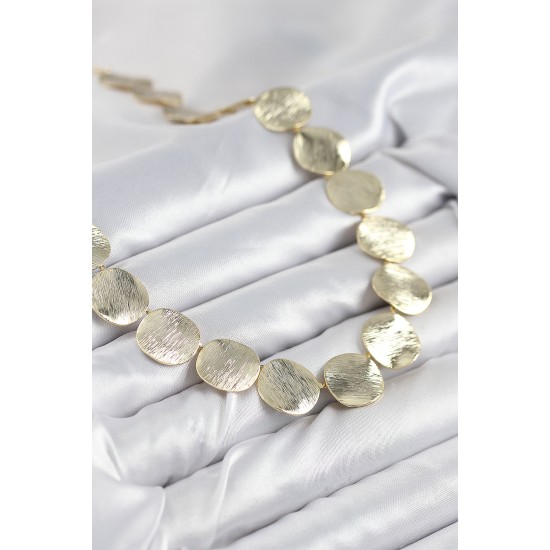 Pirinç Sıralı Para Model Gold Renk Kadın Kolye - TJ-BKO10488