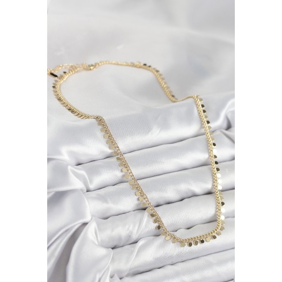 Pirinç Sıralı Pul Zincir Model Gold Renk Kadın Kolye - TJ-BKO10489