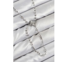 Pirinç Zirkon Taşlı Yonca Model Gümüş Renk Kadın Y Kolye - TJ-BKO10498