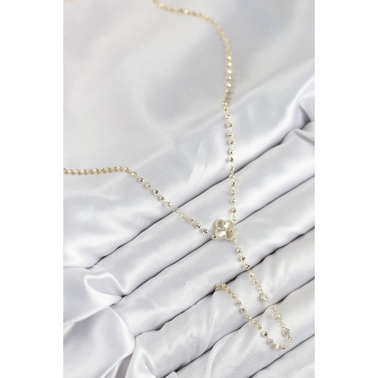 Pirinç Zirkon Taşlı Yonca Model Gold Renk Kadın Y Kolye - TJ-BKO10499